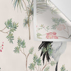 Chinoiserie Blush Pink Blooming Peony Pagoda Bird Garden Pattern Wall Tapestry Gallery Image 3