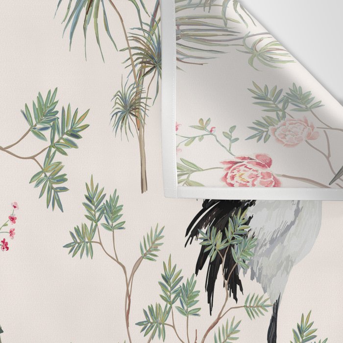 Chinoiserie Blush Pink Blooming Peony Pagoda Bird Garden Pattern Wall Tapestry Gallery Image 3