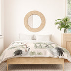 Chinoiserie Blush Pink Blooming Peony Pagoda Bird Garden Pattern Duvet Cover Gallery Image 3