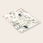 Chinoiserie Blush Pink Blooming Peony Pagoda Bird Garden Pattern Notebook Gallery Image 2