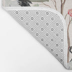 Chinoiserie Blush Pink Blooming Peony Pagoda Bird Garden Pattern Bath Mat Gallery Image 2