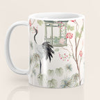 Chinoiserie Blush Pink Blooming Peony Pagoda Bird Garden Pattern Coffee Mug Gallery Image 3