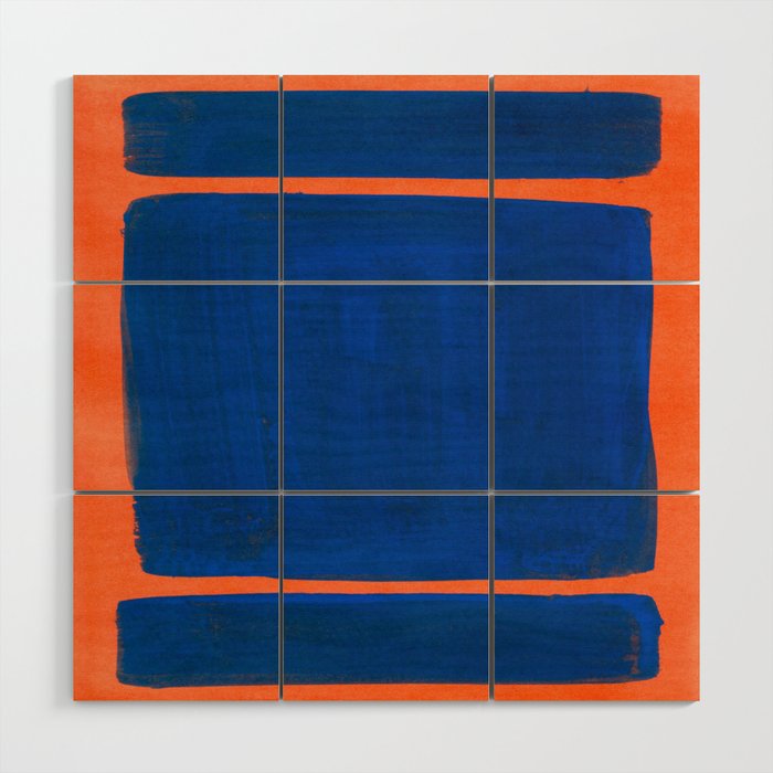 Colourful Field Orange And Blue Wood Wall Art Gallery Image 1