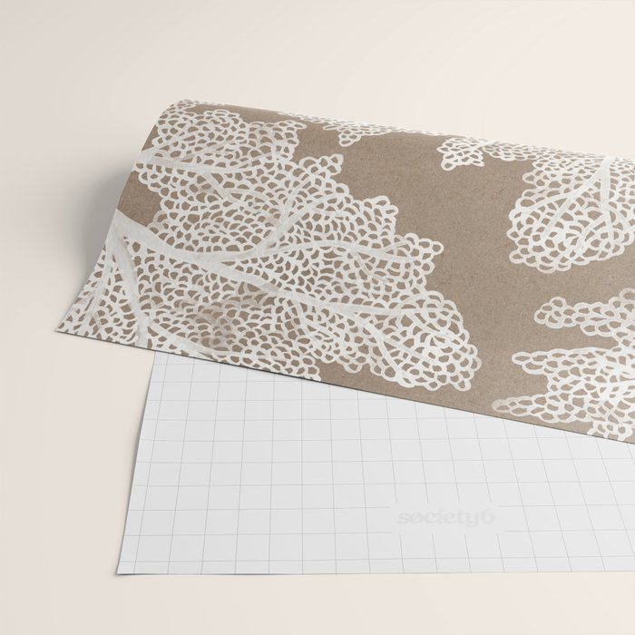 Sea Fan Coral - White on Kraft Wrapping Paper Gallery Image 2