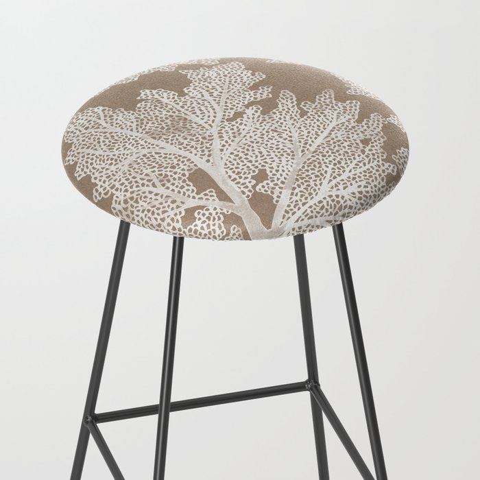 Sea Fan Coral - White on Kraft Stool Gallery Image 2