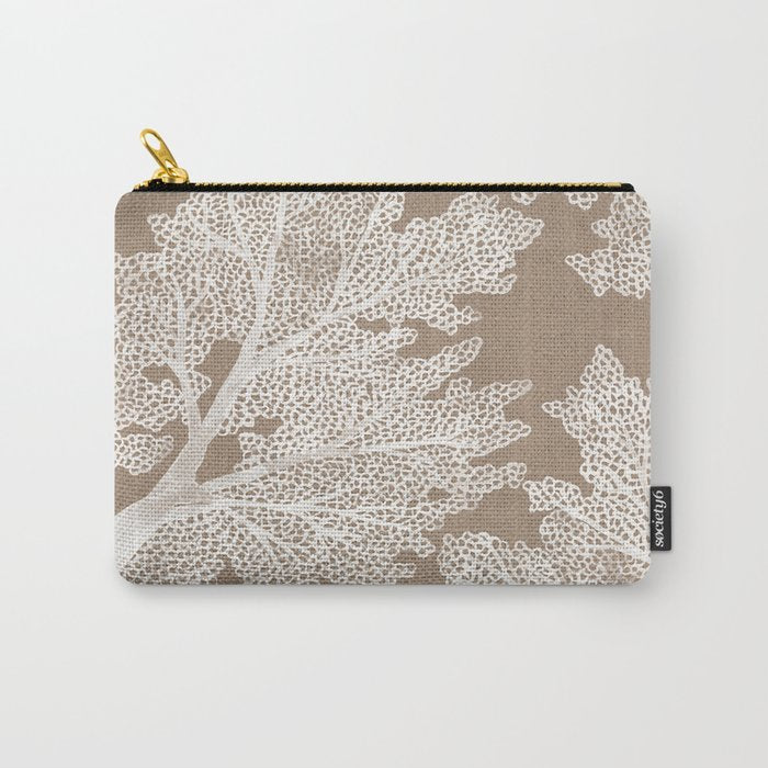Sea Fan Coral - White on Kraft Carry All Pouch Gallery Image 1