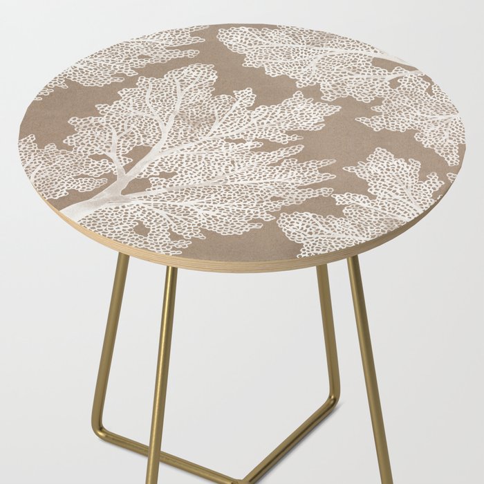 Sea Fan Coral - White on Kraft Side Table Gallery Image 2