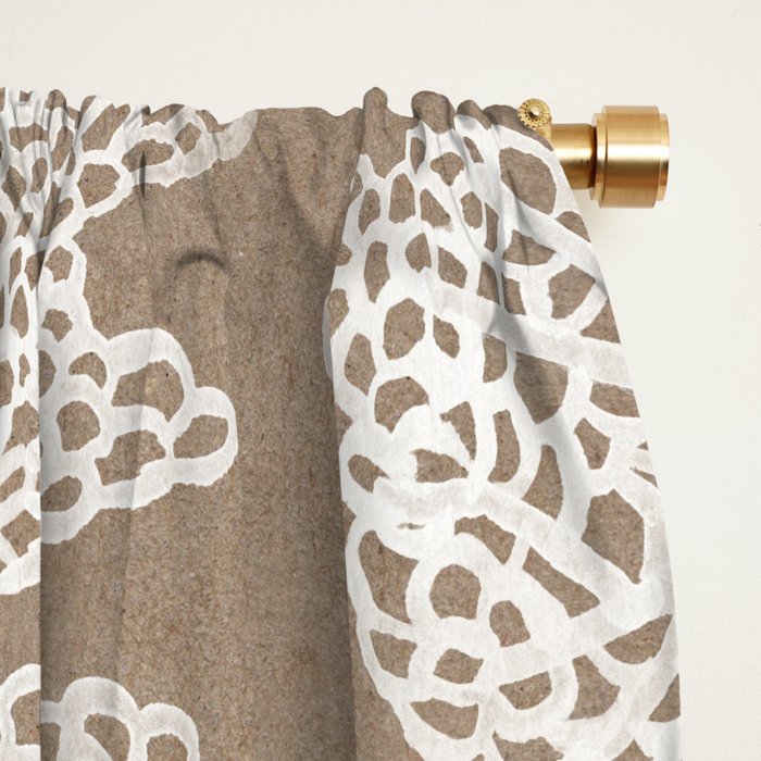 Sea Fan Coral - White on Kraft Window Curtain Gallery Image 2