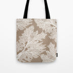 Sea Fan Coral - White on Kraft Tote Bag Gallery Image 1