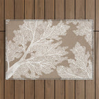 Sea Fan Coral - White on Kraft Outdoor Rug Gallery Image 1