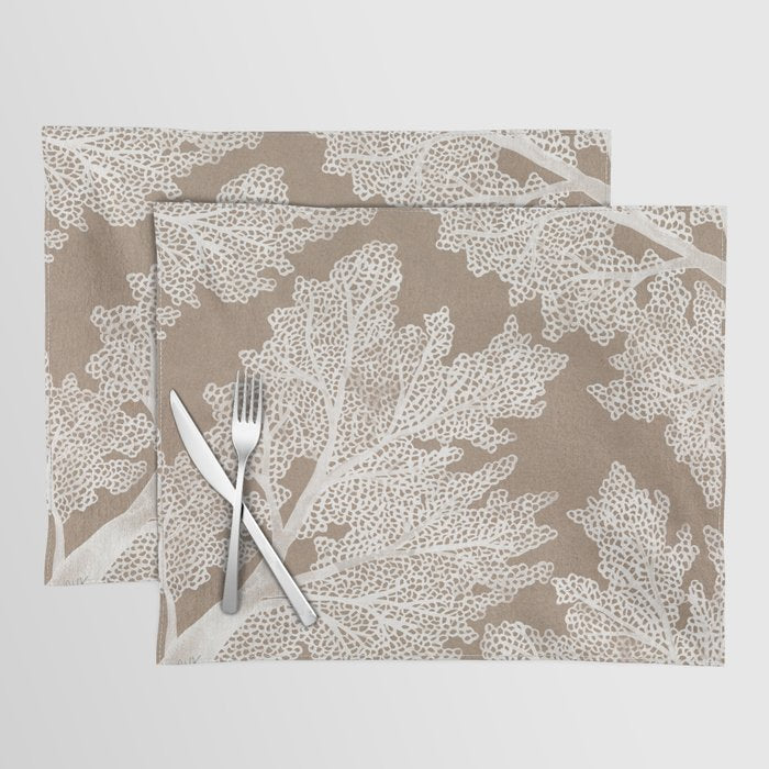 Sea Fan Coral - White on Kraft Placemat Gallery Image 1