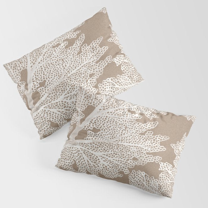 Sea Fan Coral - White on Kraft Pillow Sham Gallery Image 3