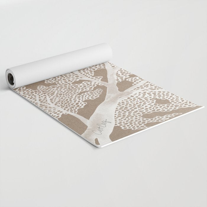 Sea Fan Coral - White on Kraft Yoga Mat Gallery Image 2