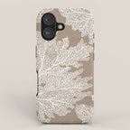 Sea Fan Coral - White on Kraft iPhone Case Gallery Image 1
