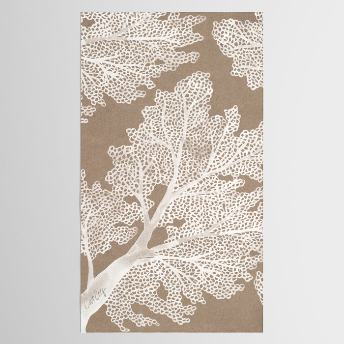 Sea Fan Coral - White on Kraft Tablecloth Gallery Image 2