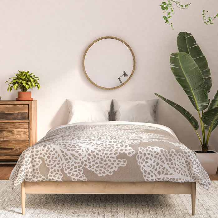 Sea Fan Coral - White on Kraft Comforter Gallery Image 3