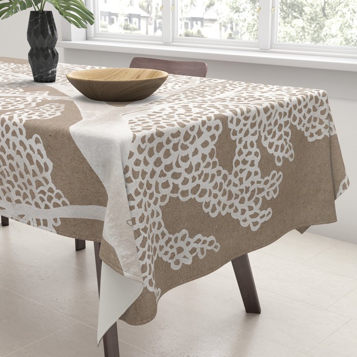 Sea Fan Coral - White on Kraft Tablecloth Gallery Image 3