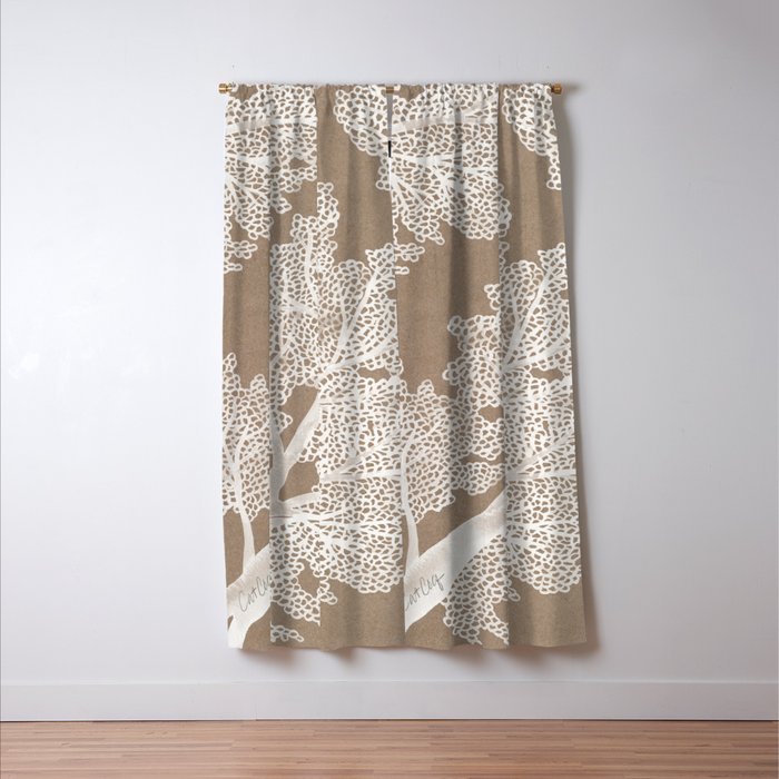 Sea Fan Coral - White on Kraft Window Curtain Gallery Image 3