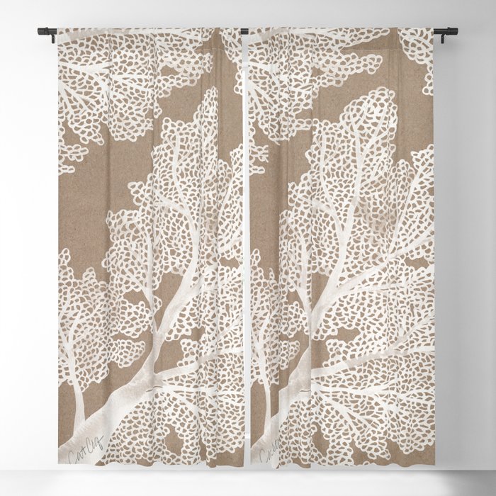 Sea Fan Coral - White on Kraft Window Curtain Gallery Image 5