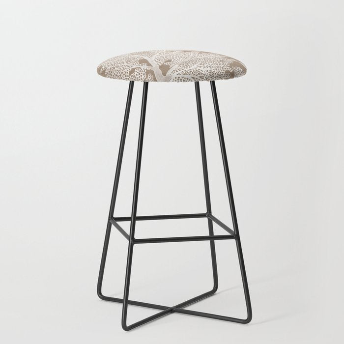 Sea Fan Coral - White on Kraft Stool Gallery Image 1
