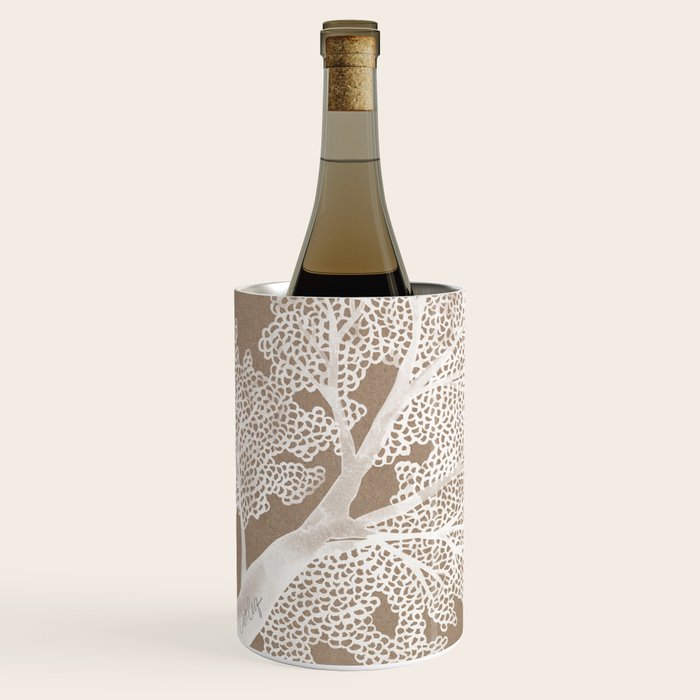 Sea Fan Coral - White on Kraft Wine Chiller Gallery Image 2