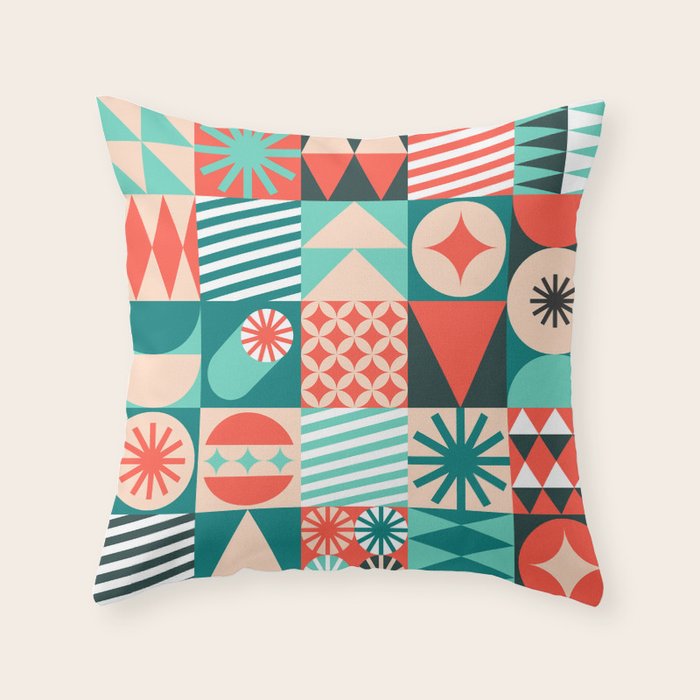 Mid Century Retro Holiday Throw Pillow Gallery Image 6