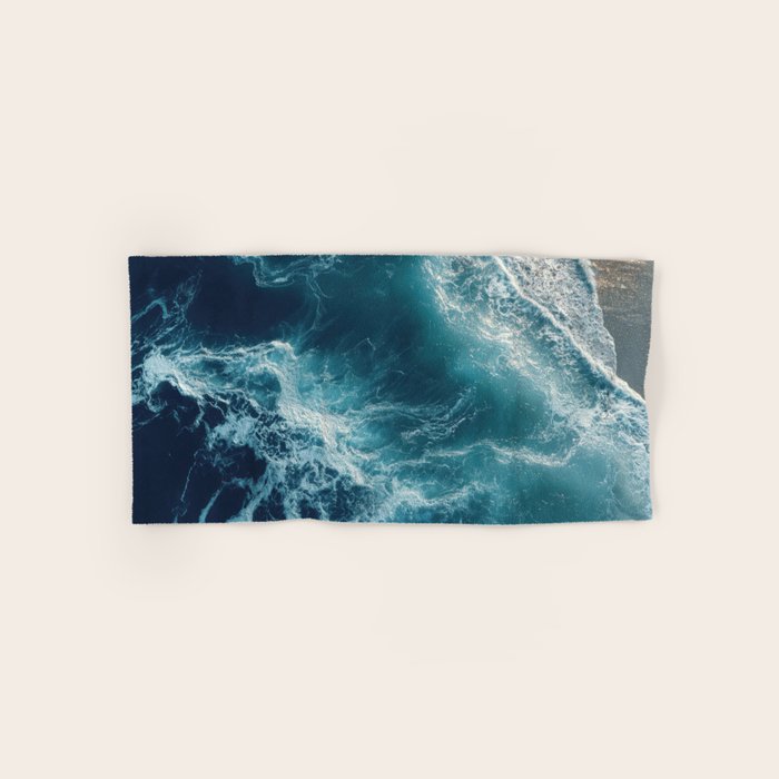 Celestial Currents Aerial Abstract of Ocean Foam Bath Towel Gallery Image 1