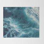 Celestial Currents Aerial Abstract of Ocean Foam Throw Blanket Gallery Image 2