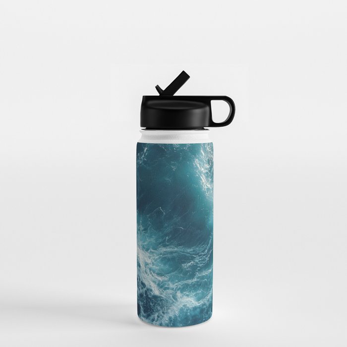 Celestial Currents Aerial Abstract of Ocean Foam Water Bottle