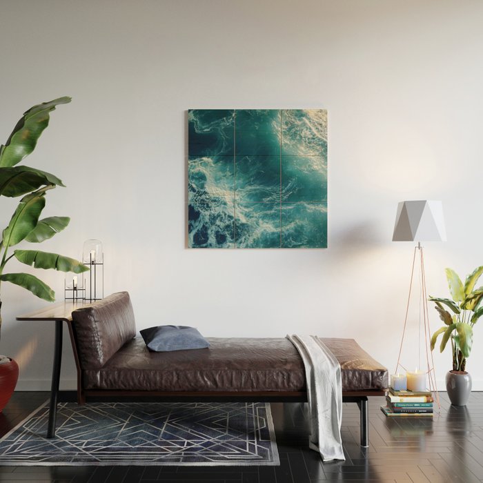 Celestial Currents Aerial Abstract of Ocean Foam Wood Wall Art Gallery Image 2