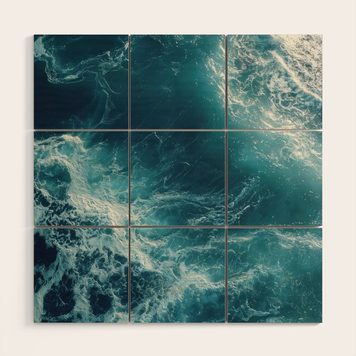 Celestial Currents Aerial Abstract of Ocean Foam Wood Wall Art Gallery Image 1