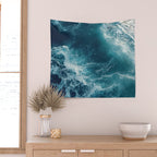 Celestial Currents Aerial Abstract of Ocean Foam Wall Tapestry Gallery Image 2