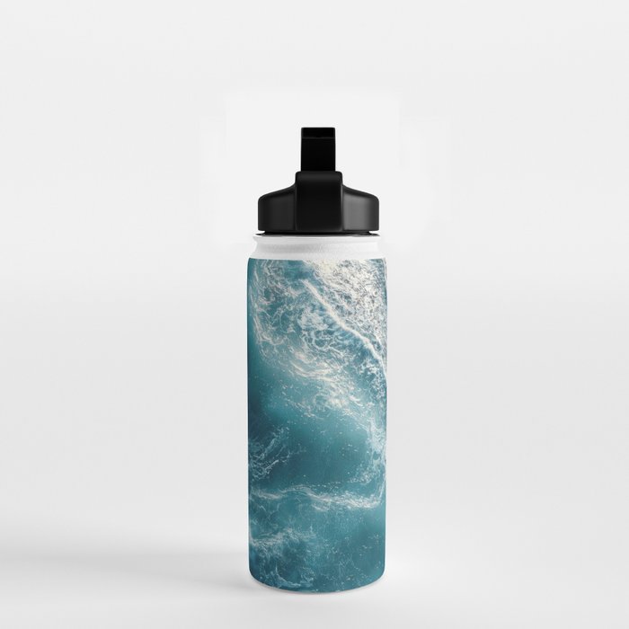 Celestial Currents Aerial Abstract of Ocean Foam Water Bottle Gallery Image 2