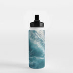 Celestial Currents Aerial Abstract of Ocean Foam Water Bottle Gallery Image 2