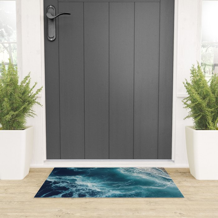 Celestial Currents Aerial Abstract of Ocean Foam Welcome Mat Gallery Image 3