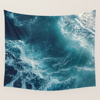 Celestial Currents Aerial Abstract of Ocean Foam Wall Tapestry Gallery Image 4
