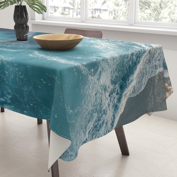 Celestial Currents Aerial Abstract of Ocean Foam Tablecloth Gallery Image 3
