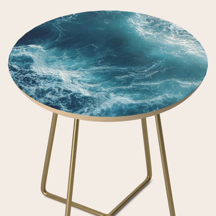 Celestial Currents Aerial Abstract of Ocean Foam Side Table Gallery Image 2