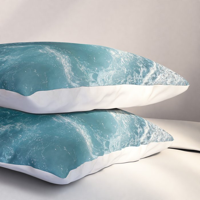 Celestial Currents Aerial Abstract of Ocean Foam Pillow Sham Gallery Image 3