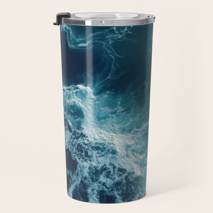Celestial Currents Aerial Abstract of Ocean Foam Travel Mug Gallery Image 3