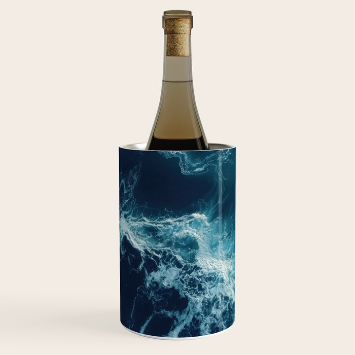 Celestial Currents Aerial Abstract of Ocean Foam Wine Chiller Gallery Image 2
