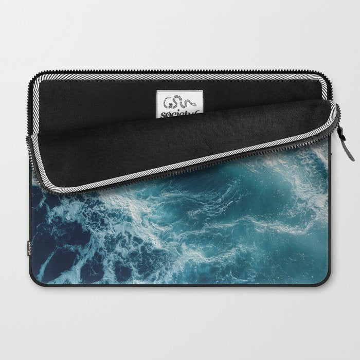 Celestial Currents Aerial Abstract of Ocean Foam Laptop Sleeve Gallery Image 2