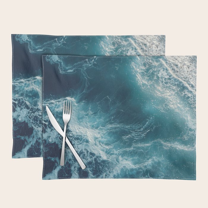Celestial Currents Aerial Abstract of Ocean Foam Placemat Gallery Image 1