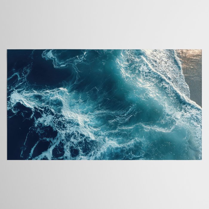 Celestial Currents Aerial Abstract of Ocean Foam Tablecloth Gallery Image 2