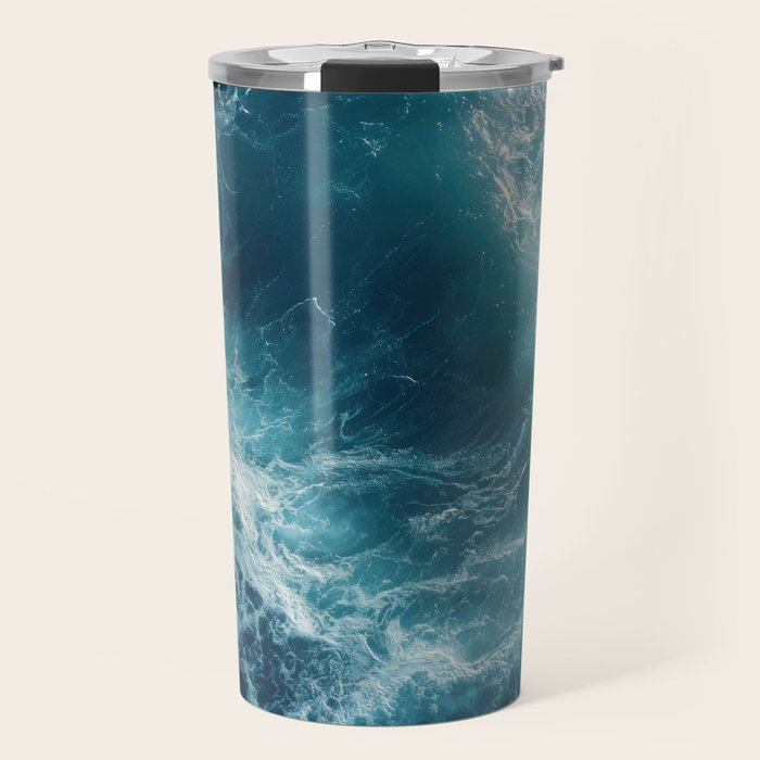 Celestial Currents Aerial Abstract of Ocean Foam Travel Mug Gallery Image 1