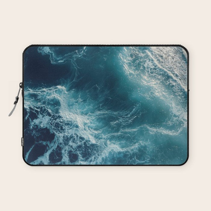 Celestial Currents Aerial Abstract of Ocean Foam Laptop Sleeve Gallery Image 1