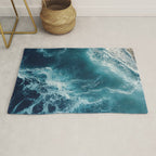 Celestial Currents Aerial Abstract of Ocean Foam Rug Gallery Image 1
