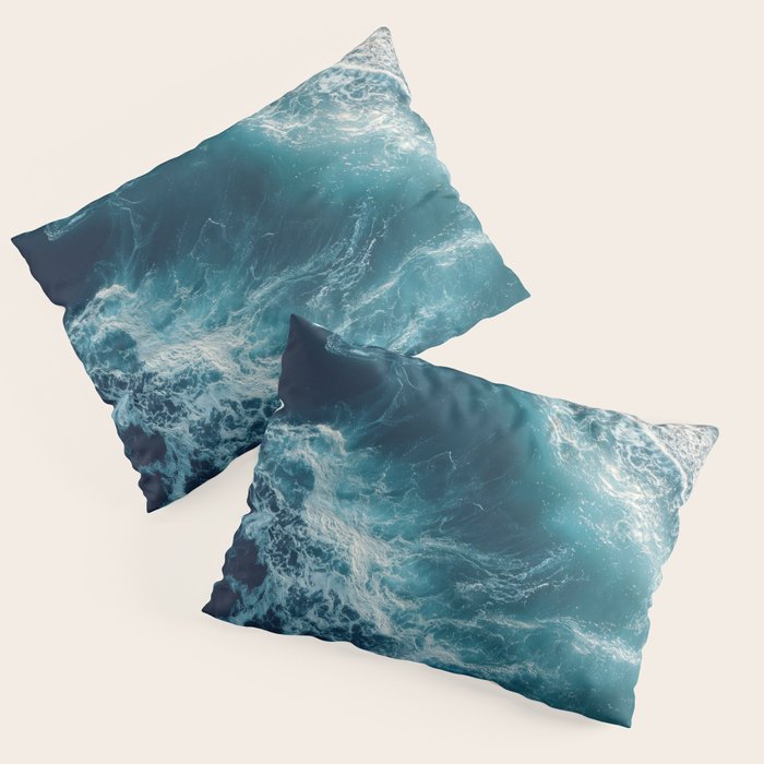 Celestial Currents Aerial Abstract of Ocean Foam Pillow Sham Gallery Image 1