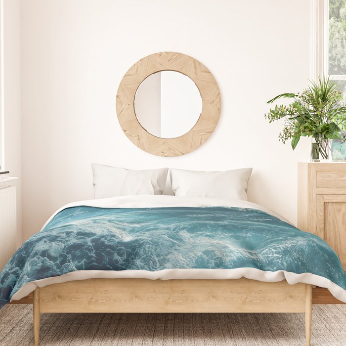 Celestial Currents Aerial Abstract of Ocean Foam Duvet Cover Gallery Image 3