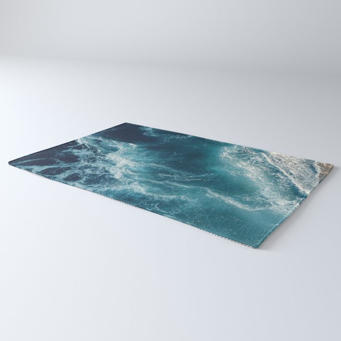 Celestial Currents Aerial Abstract of Ocean Foam Rug Gallery Image 3